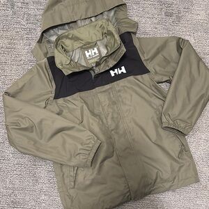 Helly Hansen Kids' Olive and Black Raincoat
